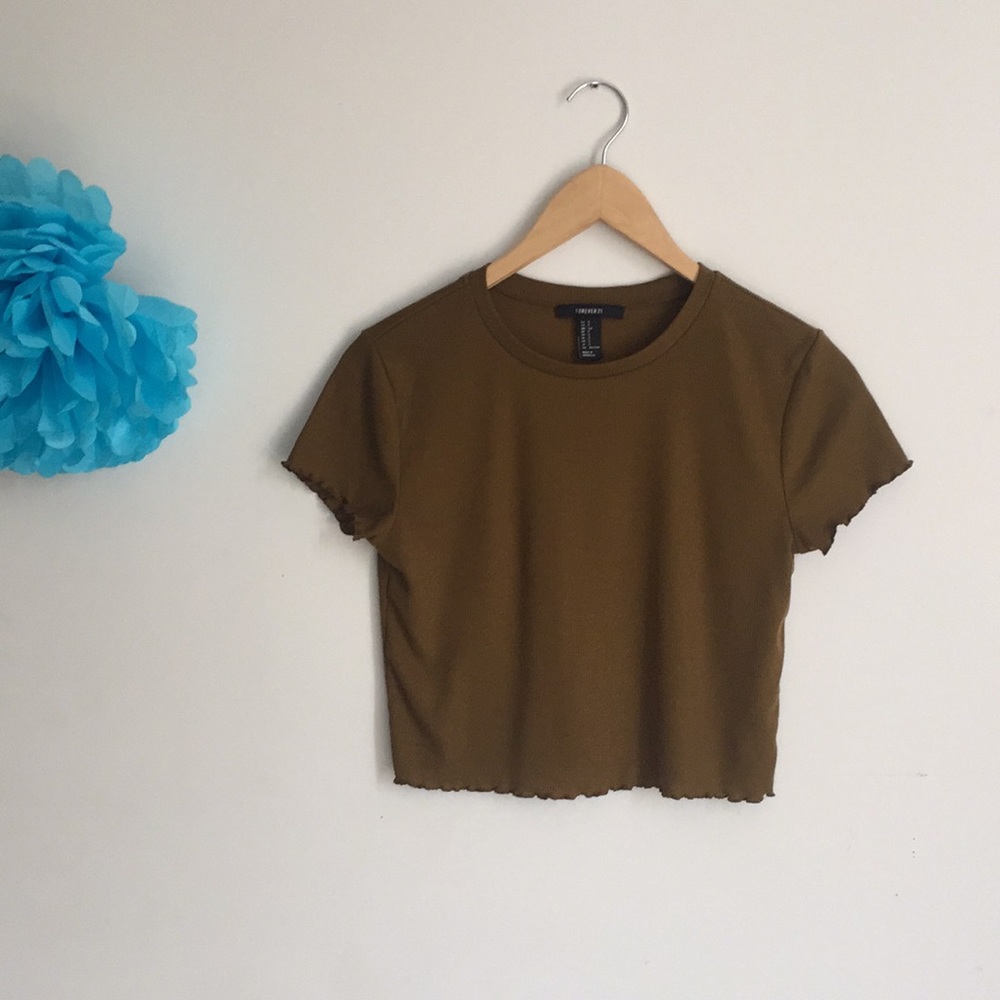 Forever 21 Moss Green Crop Tee